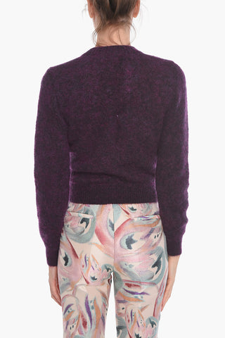 Mohair-blend Cropped Cardigan with Crystals