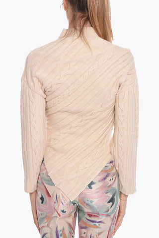 Maglia a Collo Alto in Misto Cashmere con Orlo Asimmetrico