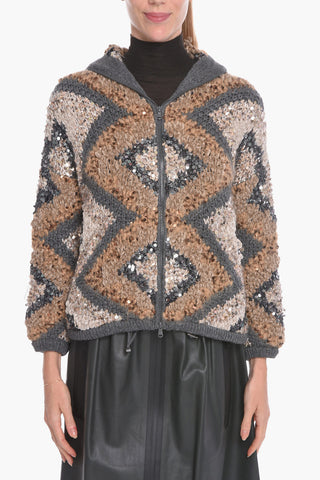 Cashmere Blend Hoodie Sweatshirt with Sequins