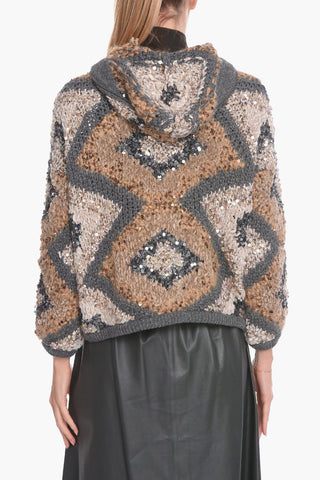 Cashmere Blend Hoodie Sweatshirt with Sequins
