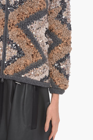 Cashmere Blend Hoodie Sweatshirt with Sequins