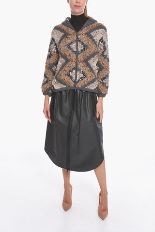 Cashmere Blend Hoodie Sweatshirt with Sequins