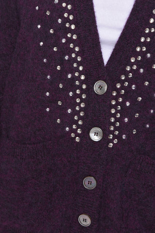 Mohair-blend Long Cardigan with Crystals