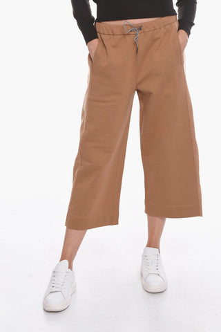 Pantaloni Jogger Crop in Cotone Felpato