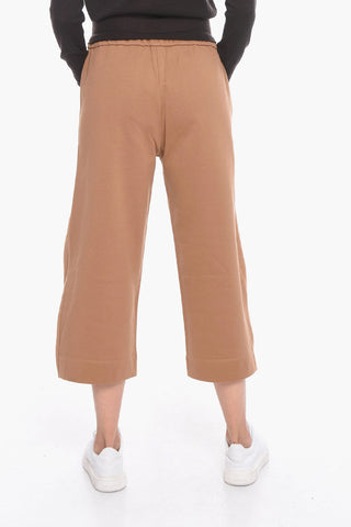 Pantaloni Jogger Crop in Cotone Felpato