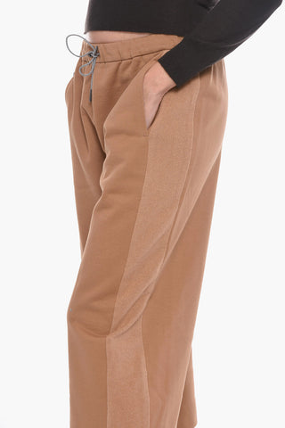 Pantaloni Jogger Crop in Cotone Felpato