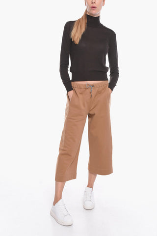 Pantaloni Jogger Crop in Cotone Felpato
