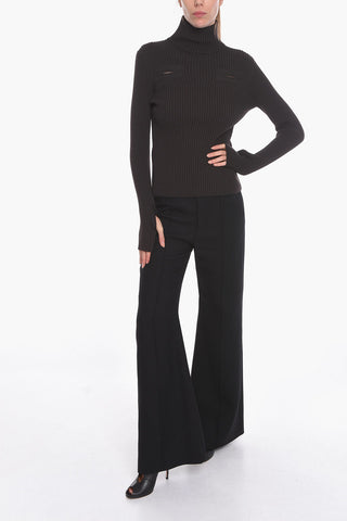 Turtleneck CHUNKY Sweater with Nylon Breast-pockets