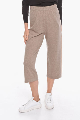 Pantaloni Jogger Flare in Cashmere con Bande a Contrasto