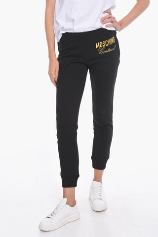 COUTURE! Cotton Sweatpants with Embossed Lamè Logo