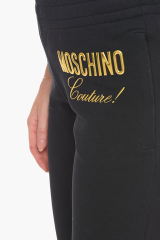 COUTURE! Cotton Sweatpants with Embossed Lamè Logo
