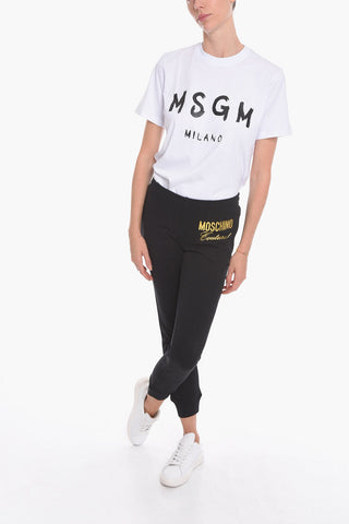 COUTURE! Cotton Sweatpants with Embossed Lamè Logo