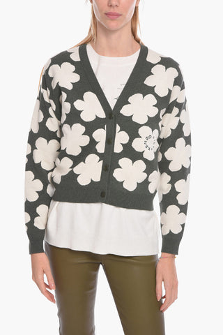 PARIS V-Neck Jacquard BOKE FLOWER Cardigan