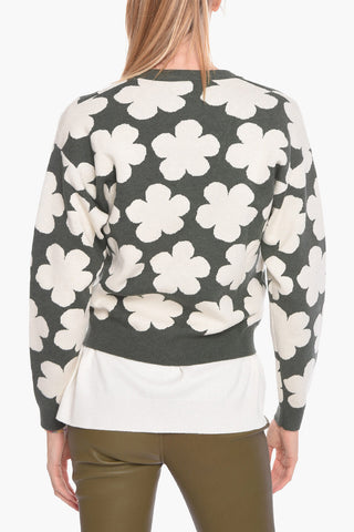 PARIS V-Neck Jacquard BOKE FLOWER Cardigan