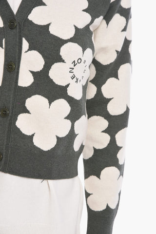 PARIS V-Neck Jacquard BOKE FLOWER Cardigan