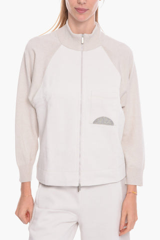 Fleeced-cotton Zip-up Sweatshirt with Pocket Detail