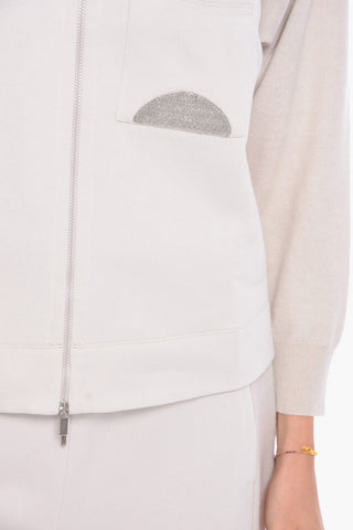 Fleeced-cotton Zip-up Sweatshirt with Pocket Detail
