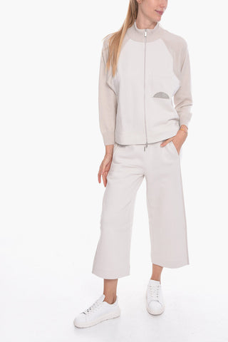 Fleeced-cotton Zip-up Sweatshirt with Pocket Detail