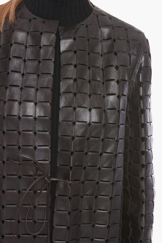 Cappotto in Pelle Intrecciata SATINE con Coulisse