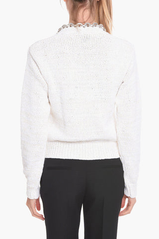 Crew Neck CHAIN Cotton Blend Sweater