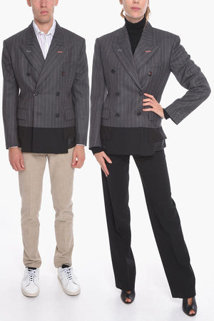UNISEX MM4 Double-Breasted Wool Blazer with Asymmetric Hem