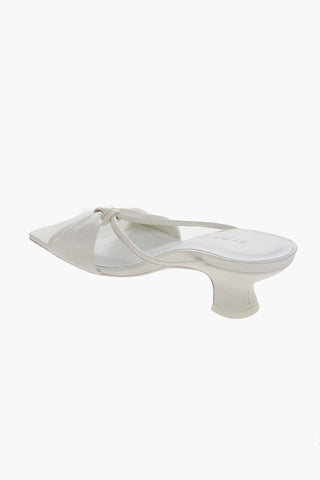 Sandali in Pelle Punta Quadrata con Fiocco Centrale 6cm