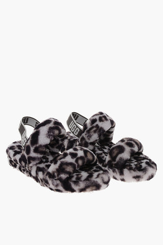 Animal Effect Real Fur OH YEAH Sandals with Logoed Elastic Band
