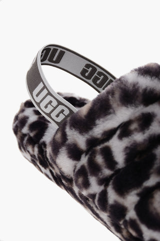 Slippers FLUFF YEAH in Pelliccia a Motivo Animalier con Banda Elastica Logata