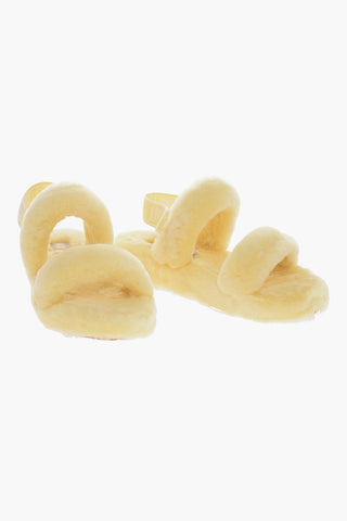 Real Fur OH YEAH Sandals with Elastic Strap Logoed