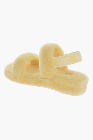 Real Fur OH YEAH Sandals with Elastic Strap Logoed