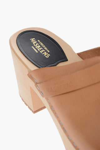 Leather LOUISE Clogs with Wooden Heel 8cm