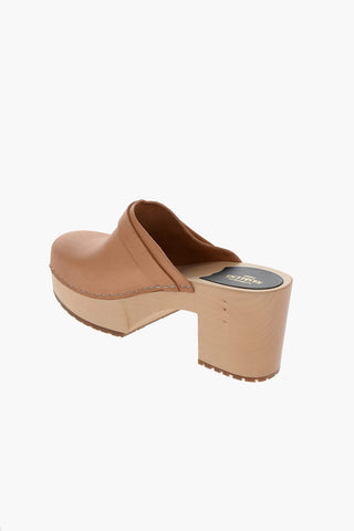 Leather LOUISE Clogs with Wooden Heel 8cm