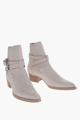 Stivaletti Texani JODHPUR in Suede Effetto Coccodrillo 5cm
