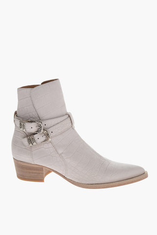Stivaletti Texani JODHPUR in Suede Effetto Coccodrillo 5cm