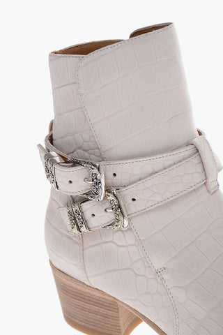 Stivaletti Texani JODHPUR in Suede Effetto Coccodrillo 5cm