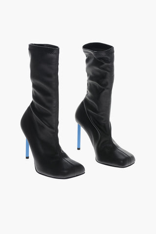 Squared Toe ALLEN Eco-leather Sock Booties 9cm