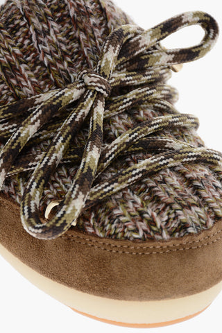 Knit Lace-up Mules with Suede Detail