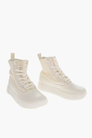 High-top VULCANISED Rubber and Leather Sneakers