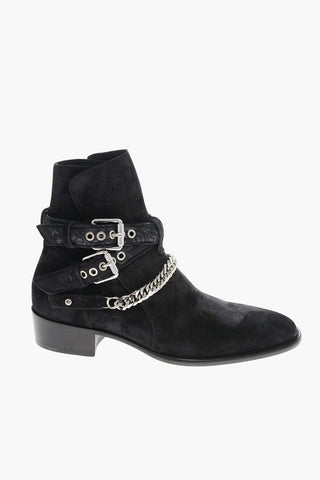Suede BANDANA BUCKLE Western Booties 4cm