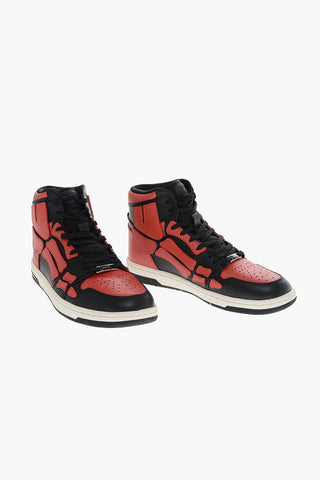 High-top SKEL TOP Leather Sneakers with Patches