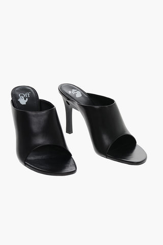 Mules in Pelle ZIP TIE con Suola in Cuoio 9cm
