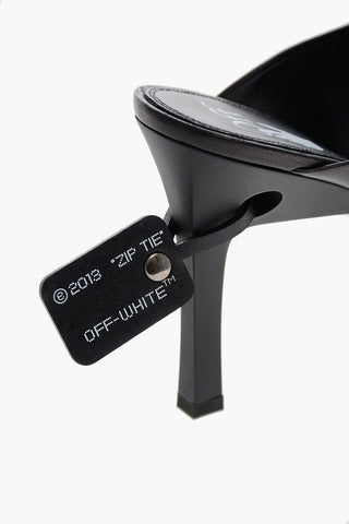 Mules in Pelle ZIP TIE con Suola in Cuoio 9cm