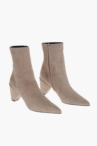 Inner Zip Suede Booties 8cm