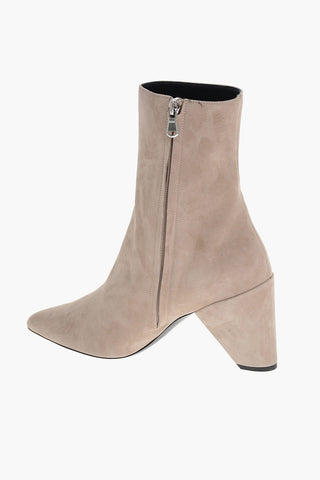 Inner Zip Suede Booties 8cm