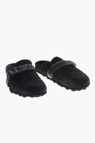 Suede INDUSTRIAL Flat Mules with Safety Buckle