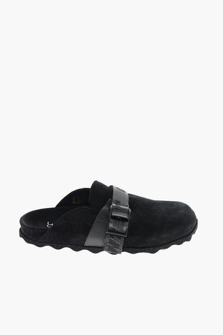 Suede INDUSTRIAL Flat Mules with Safety Buckle