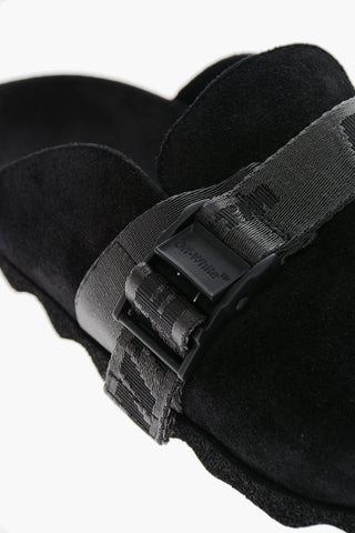 Suede INDUSTRIAL Flat Mules with Safety Buckle