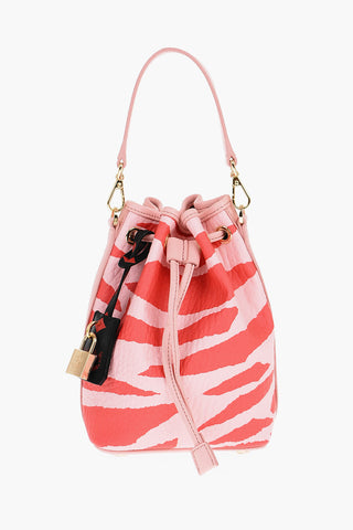Textured Leather Bucket Bag with Zebra Motif