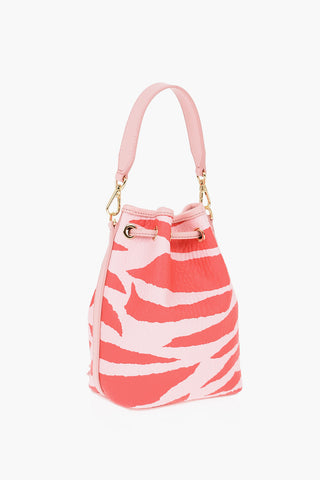 Textured Leather Bucket Bag with Zebra Motif