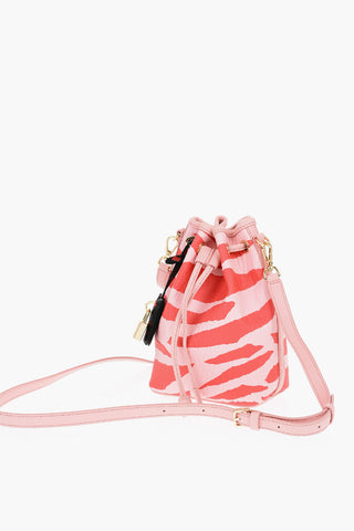Textured Leather Bucket Bag with Zebra Motif